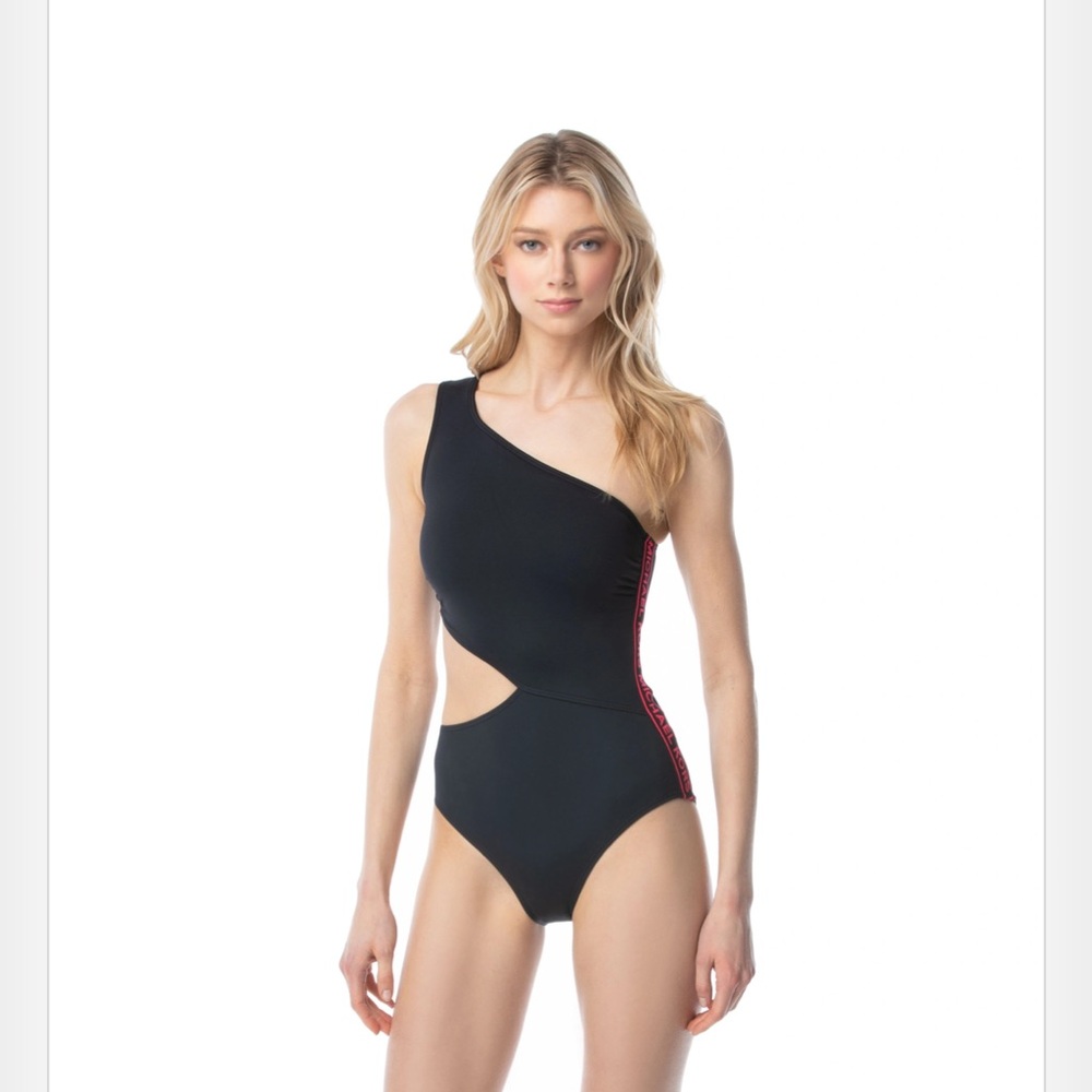 Michael Kors Black One-Shoulder Swimsuit